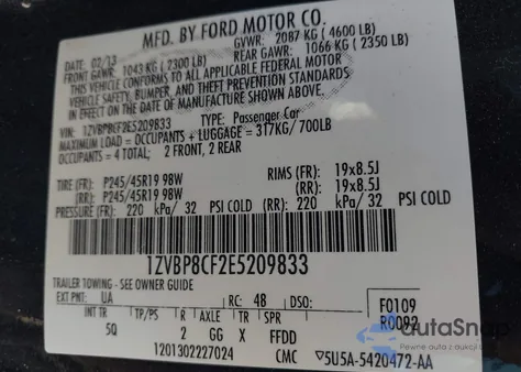 2014 Ford Mustang Gt Premium from USA, damaged, VIN 1ZVBP8CF2E5209833